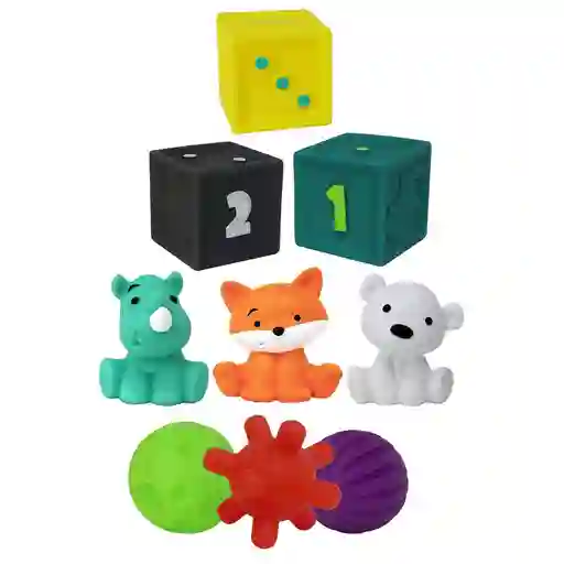 Juego Sensorial Bebe 9 Piezas Animales Formas Y Colores Niños