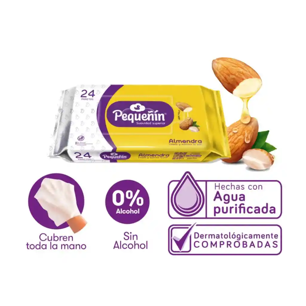 Pañitos Húmedos Pequeñín X24 Unidades – Con Extracto De Almendra 🌸