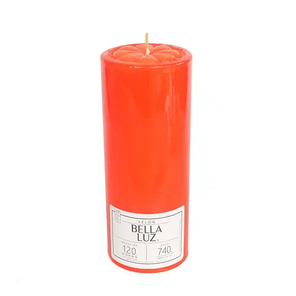 Velon Bella Luz N6 7x17cm Naranja 740 Gr Parafina