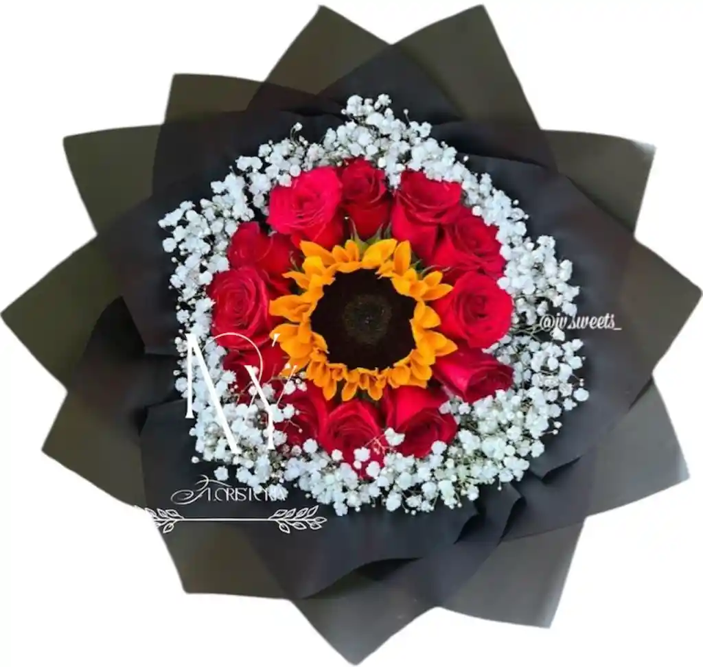 Flores Rosas Rosas Y Girasol Bello Dia