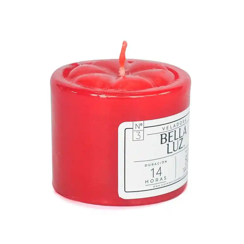 Veladora Bella Luz N3 5x5cm Rojo Parafina N3r