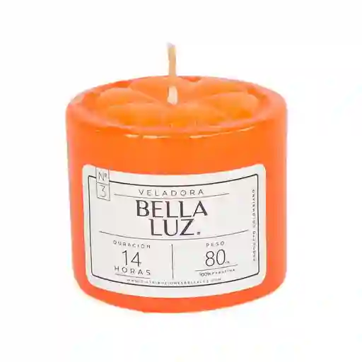 Veladora Bella Luz N3 5x5cm Naranja 90 Gr Parafina