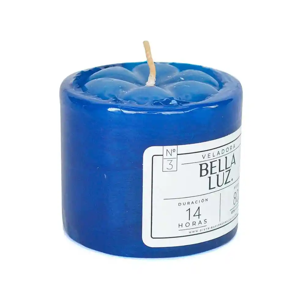 Veladora Bella Luz N3 5x5cm Azul Parafina N3a