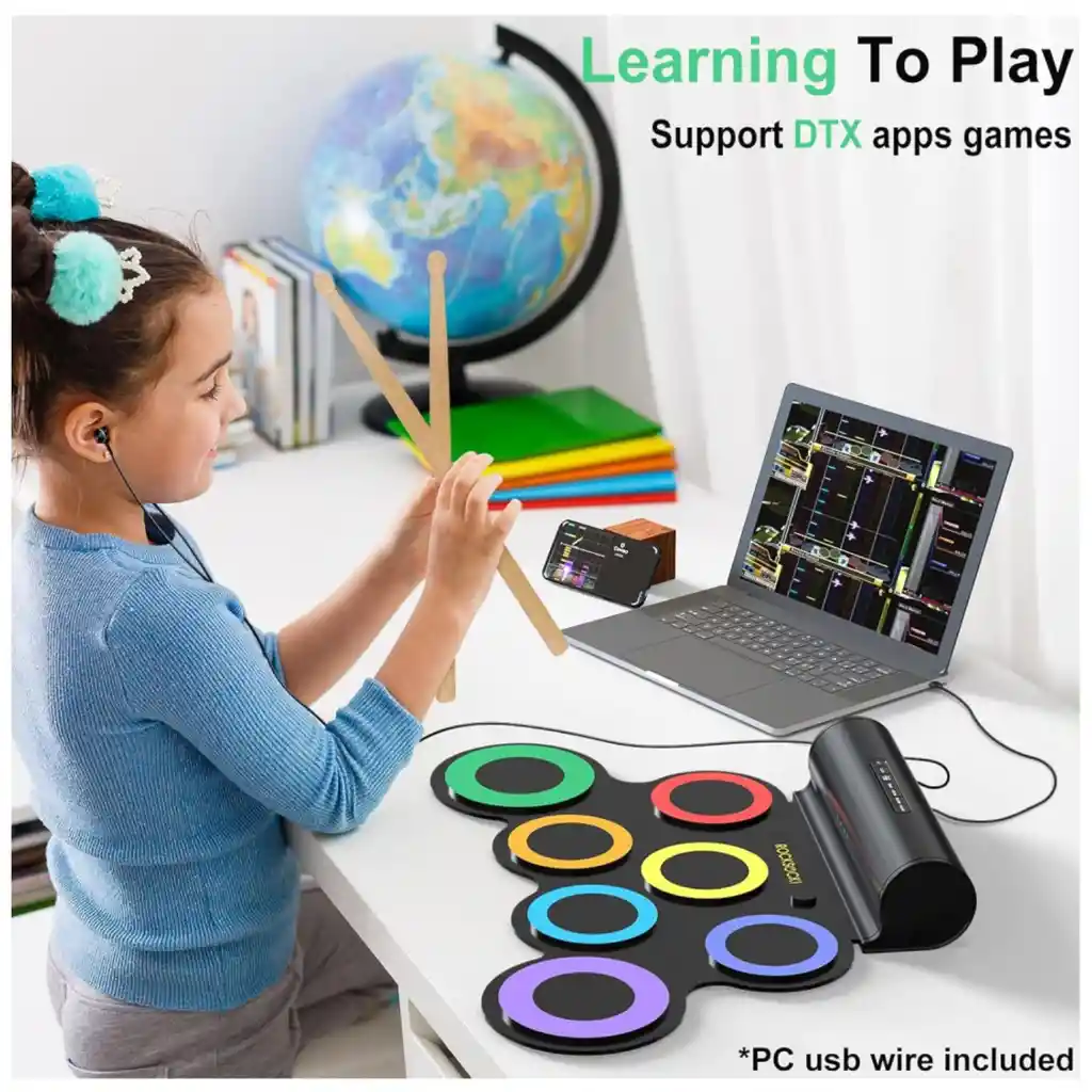 Batería Electrónica Portátil Tambor Eléctrico Flexible G3001