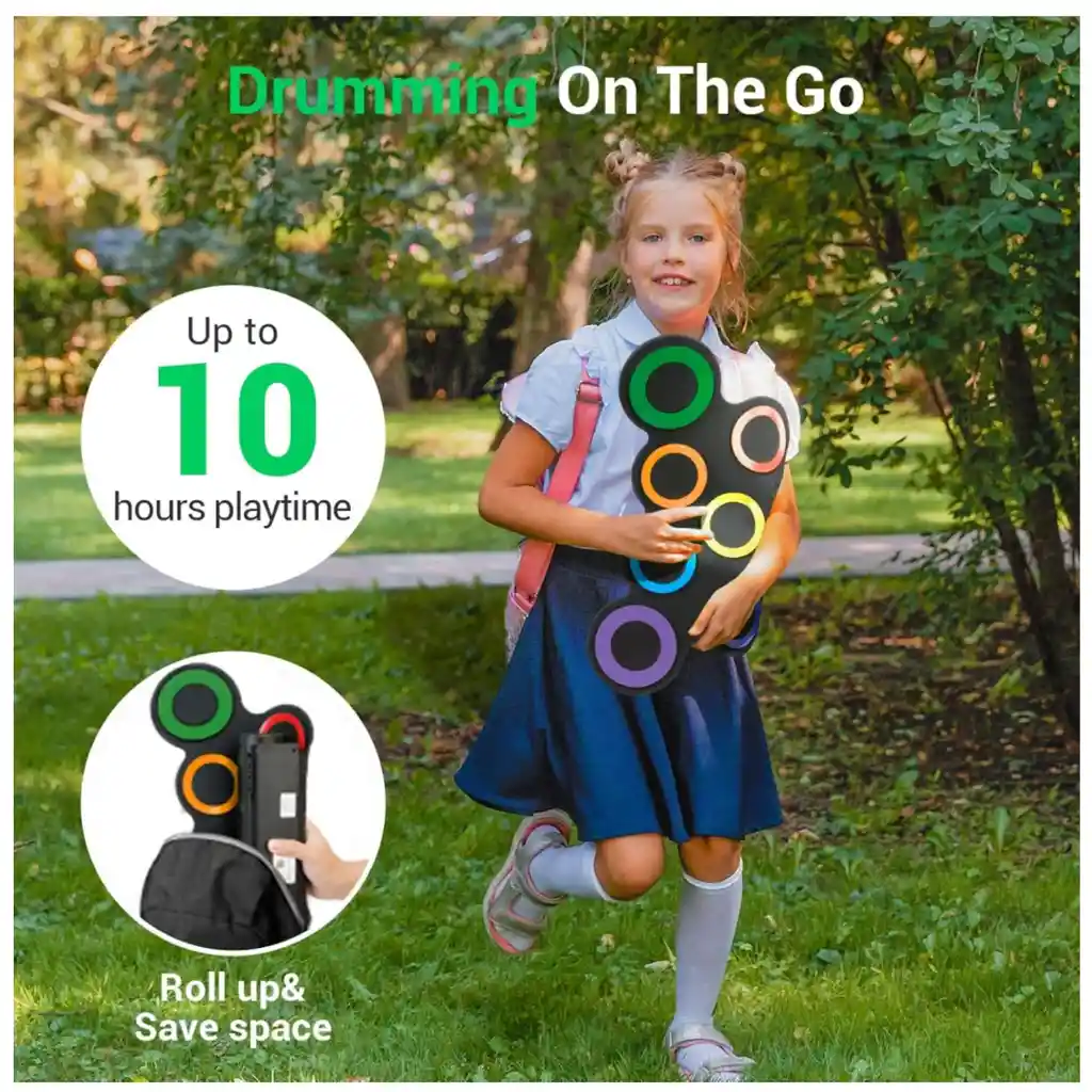 Batería Electrónica Portátil Tambor Eléctrico Flexible G3001