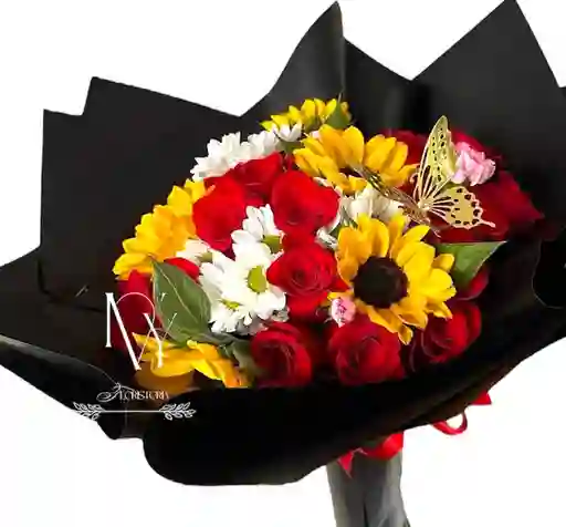 Flores Rosas Rosas Y Girasoles