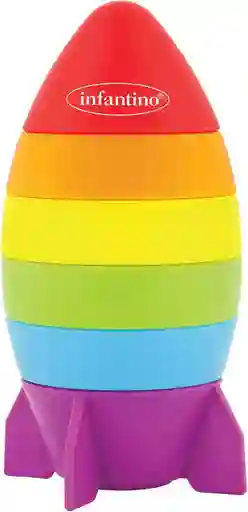 Juego Montessori Cohete Para Apilar Formas Y Colores Niños