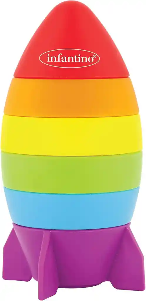 Juego Montessori Cohete Para Apilar Formas Y Colores Niños