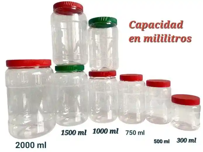 Frascos Plásticos 10 Onzas´con Tapa, Tarros Plásticos 300 Ml