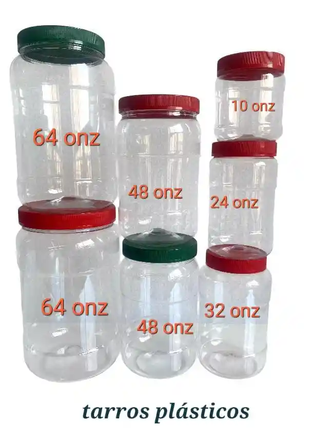 Frascos Plásticos 10 Onzas´con Tapa, Tarros Plásticos 300 Ml