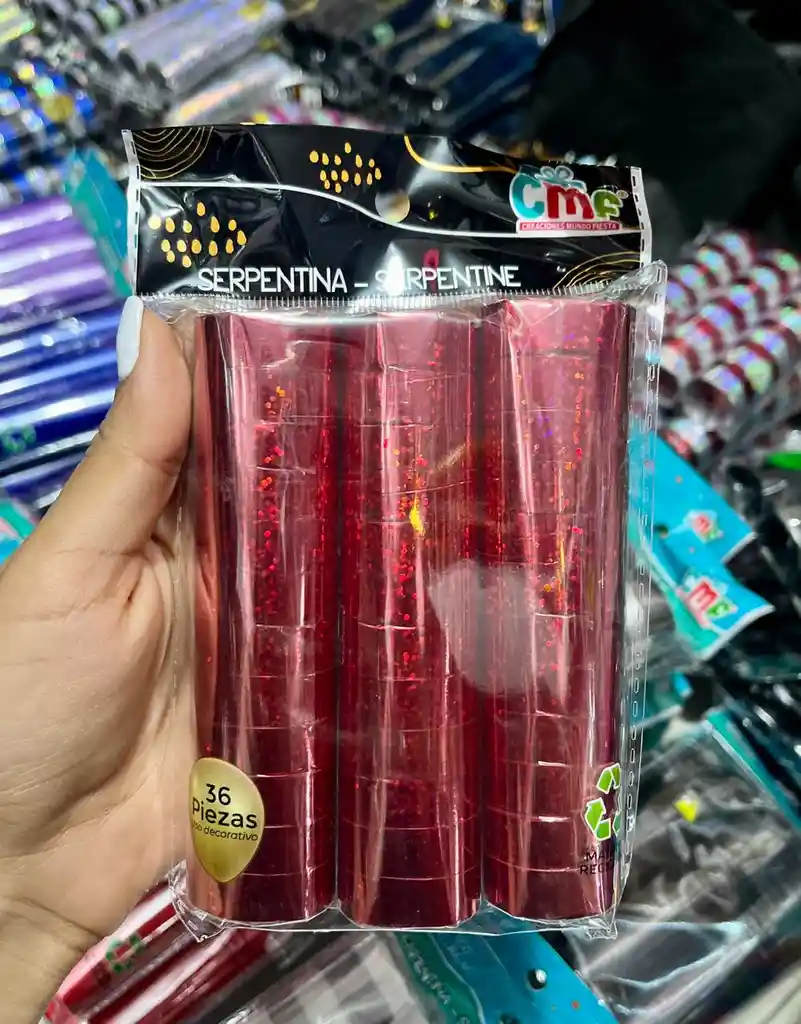 Serpentina Metalizada X 36 Unid Rojo