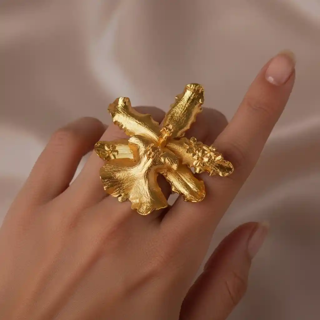 Anillo Orquidea Odontoglossum Flor Sauco