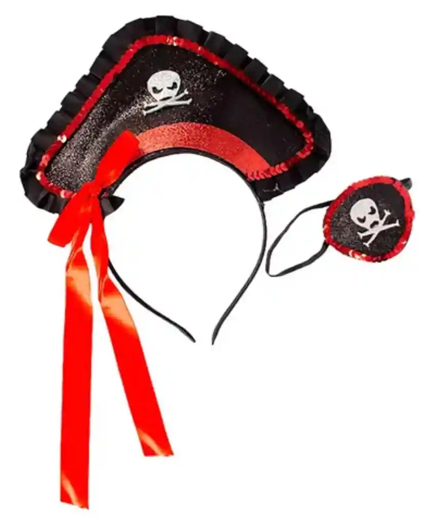 Balaca Diadema Y Parche Pirata Escarchada Halloween