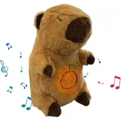 Peluche Capibara Interactivo Movimiento Luz Y Música Juguete Café