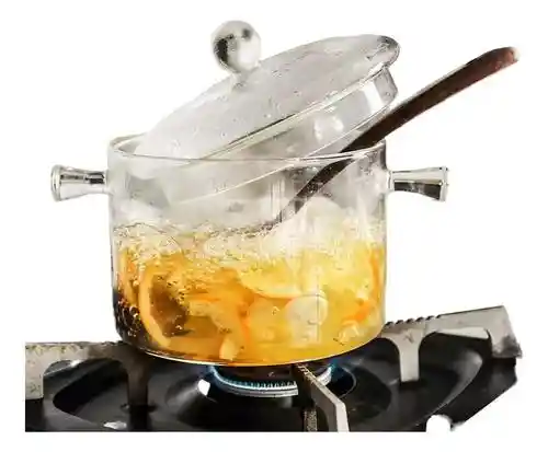 Olla De Vidrio Con Tapa 1.5 Litros Saludable De Borosilicato