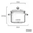 Olla De Vidrio Con Tapa 1.5 Litros Saludable De Borosilicato