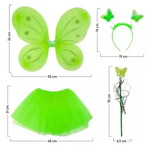 Set De Alas Para Niña Tutu Falda, Balaca Con Cuerno Y Alas De Colores