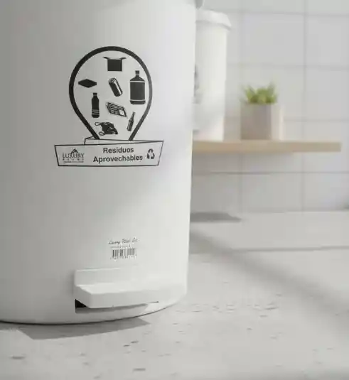 Papelera Caneca Pedal 13 Litros Estilo Hogar Baño Reglamentaria Blanca
