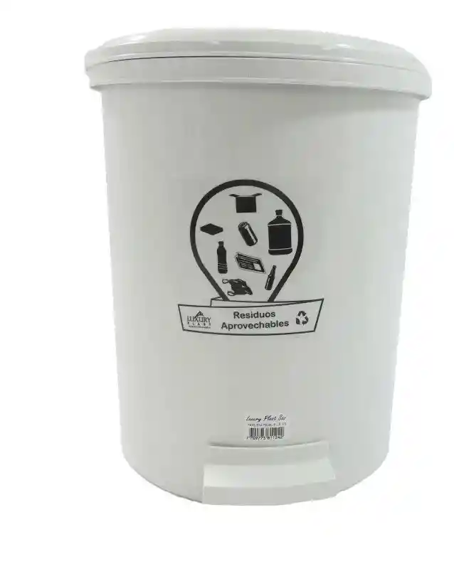 Papelera Caneca Pedal 13 Litros Estilo Hogar Baño Reglamentaria Blanca