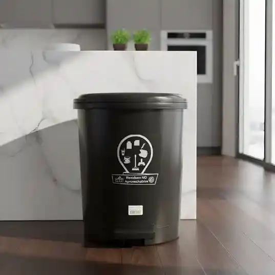 Papelera Caneca Pedal 13 Litros Estilo Hogar Baño Reglamentaria Negro