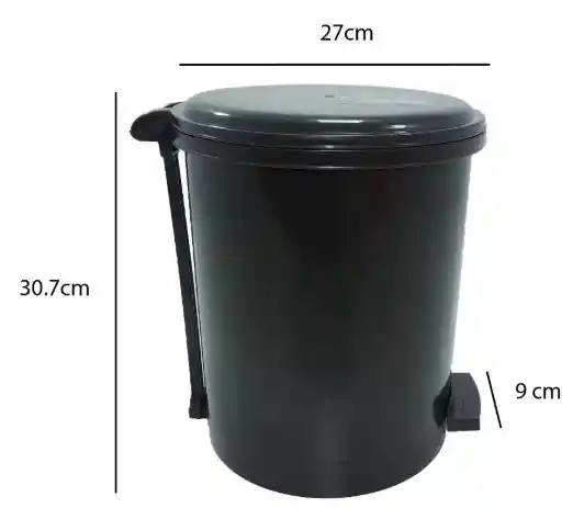 Papelera Caneca Pedal 13 Litros Estilo Hogar Baño Reglamentaria Negro