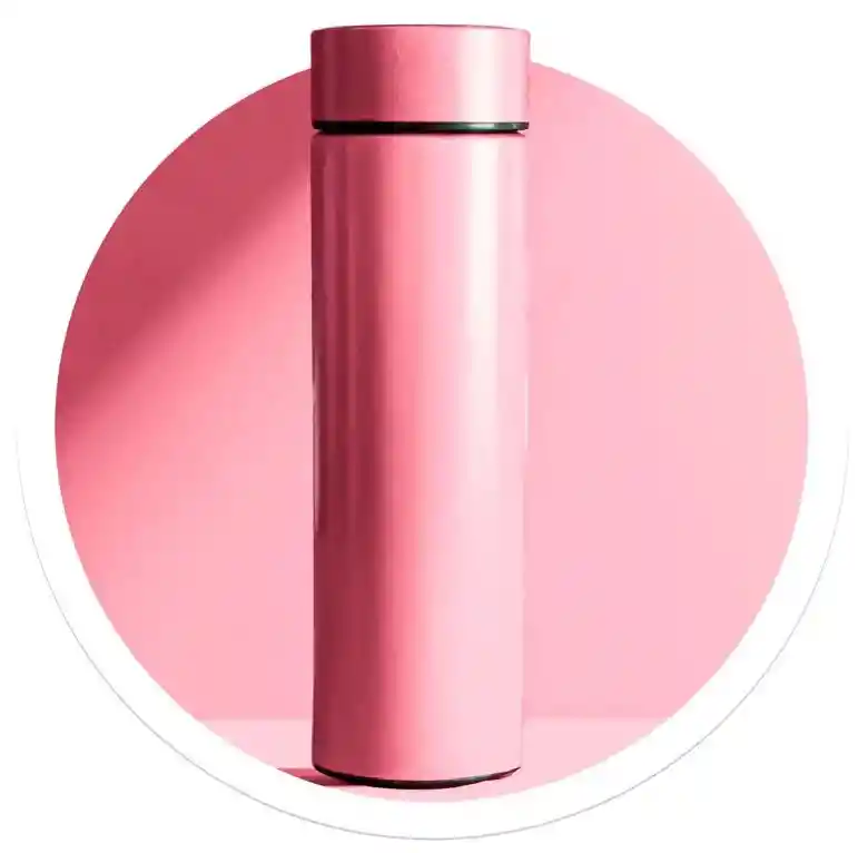 Termo Led 500ml Acero Inoxidable Pantalla Temperatura Digital Rosa Publicitario