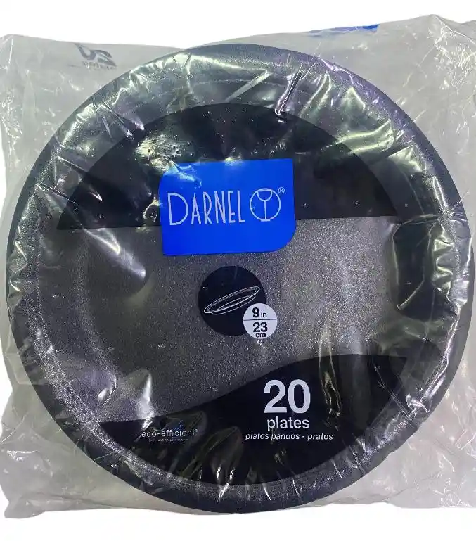 Plato Icopor 23 Cms Negro X 20 Unds