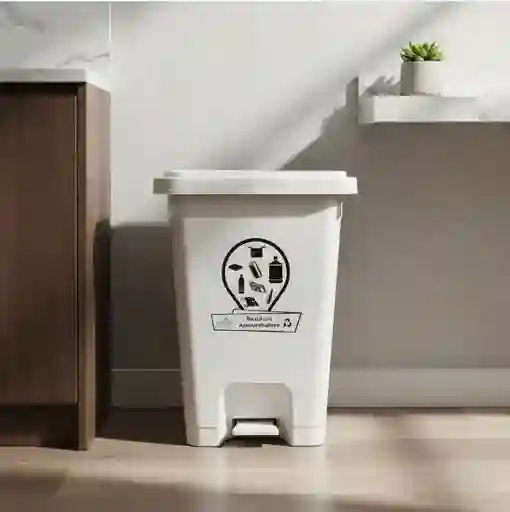 Basurero Pedal 35 L Uso Institucional Blanco