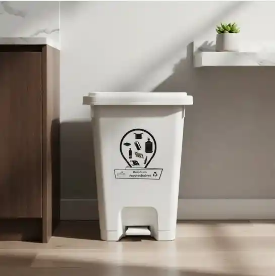 Basurero Pedal 35 L Uso Institucional Blanco