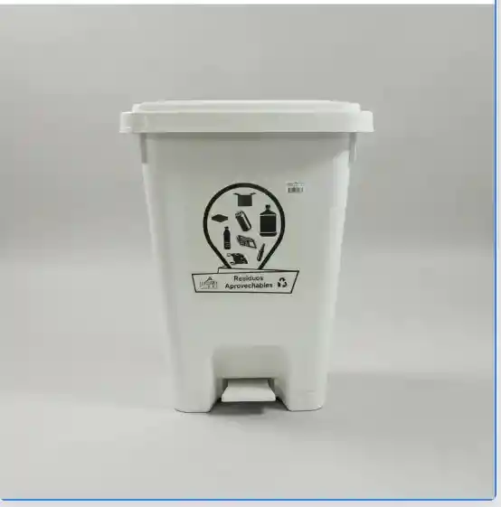 Basurero Pedal 35 L Uso Institucional Blanco