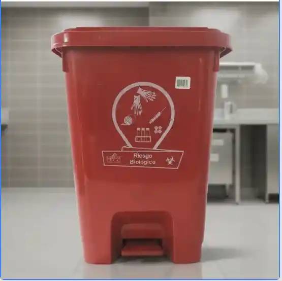 Basurero Pedal 35 L Uso Institucional Roja
