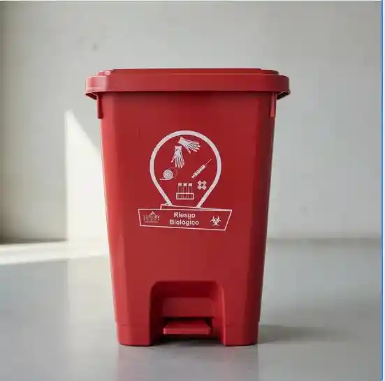 Basurero Pedal 35 L Uso Institucional Roja