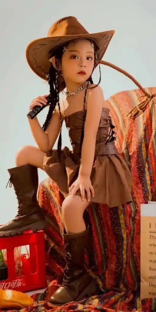 Sombrero Vaquero Clásico Gamuzado Para Niño Café Claro Disfraz Halloween