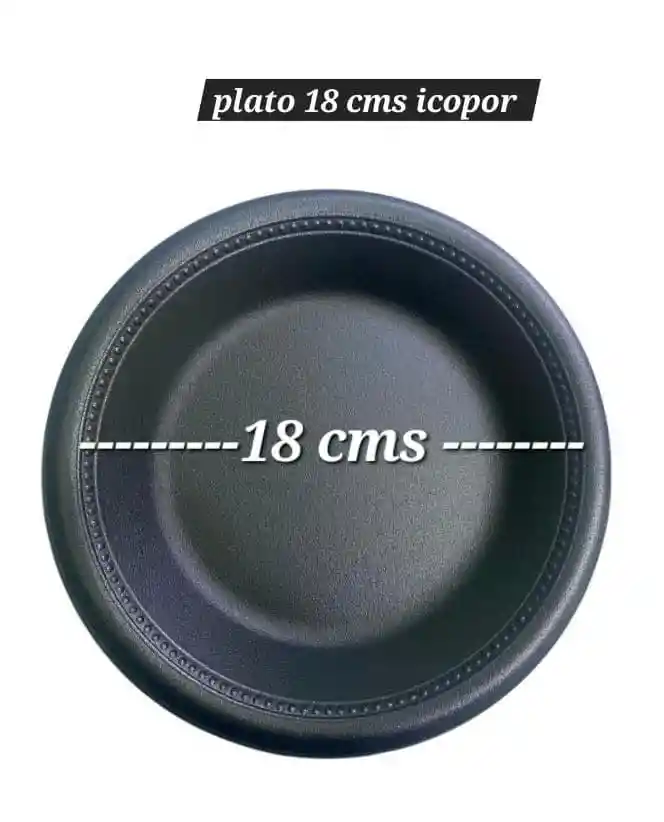 Plato Icopor 18 Cms Negro X 20 Unds