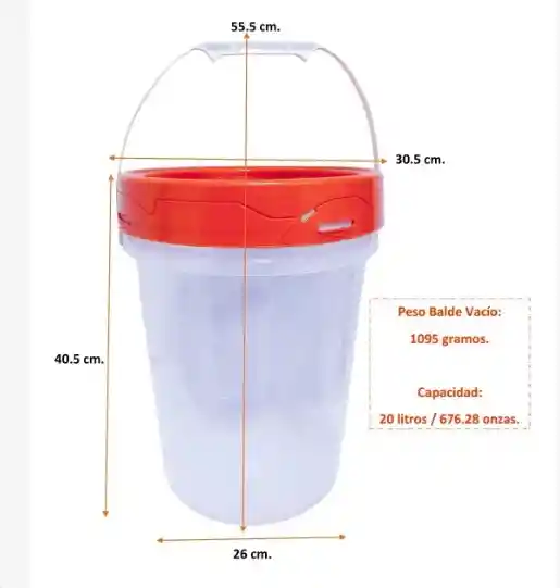 Contenedor Balde Plástico Transparente Tapa Hermética 20lts Transparente/tapa Multicolor