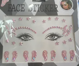 Piedras Adhesivas Para Rostro Y Orejas Tono Rosa
