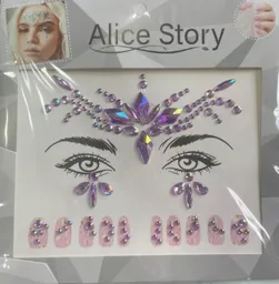 Piedras Adhesivas Para Rostro Y Uñas Tono Morado