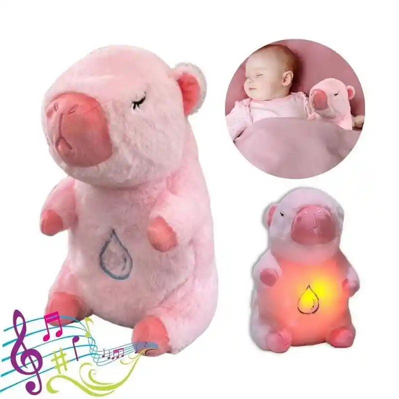 Peluche Capibara Interactivo Movimiento Luz Y Música Juguete Niños Niñas Color Rosa