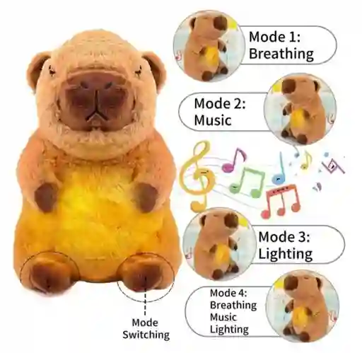 Peluche Capibara Interactivo Movimiento Luz Y Música Juguete Niños Niñas Color Café