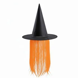 Sombrero De Bruja Bember Negro Estampado Con Peluca De Halloween Naranja