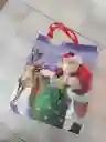 Bolsa De Regalo Navidad Papa Noel Y Reno Mediana 32 Cm X 25 Cm