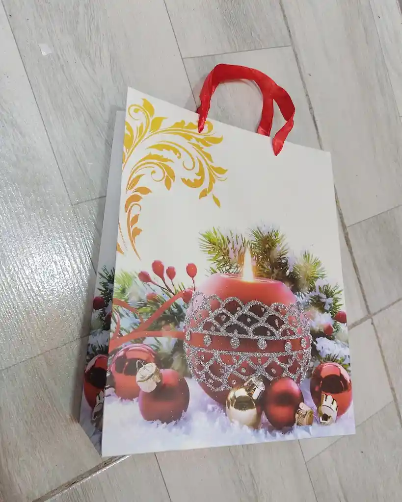 Bolsa De Regalo Navidad Vela Mediana 32 Cm X 25 Cm