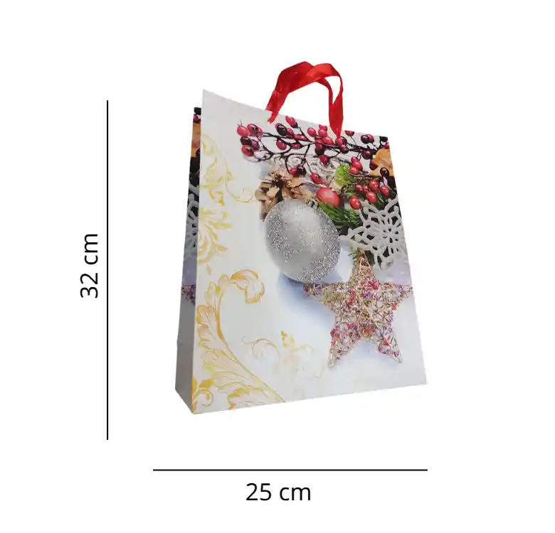 Bolsa De Regalo Navidad Bola Navideña Mediana 32 Cm X 25 Cm