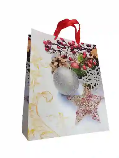Bolsa De Regalo Navidad Bola Navideña Mediana 32 Cm X 25 Cm