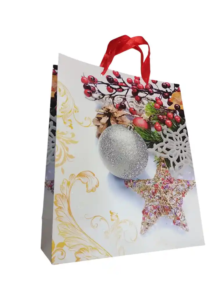 Bolsa De Regalo Navidad Bola Navideña Mediana 32 Cm X 25 Cm