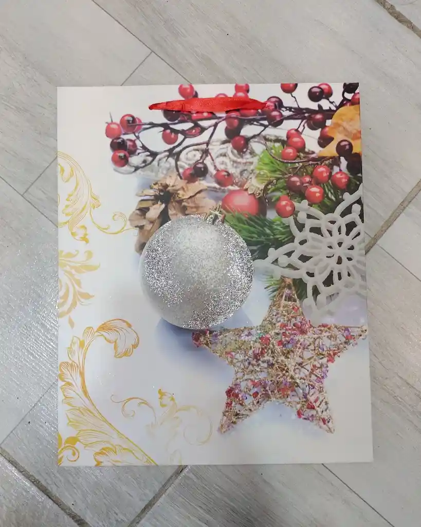 Bolsa De Regalo Navidad Bola Navideña Mediana 32 Cm X 25 Cm