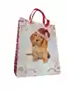 Bolsa De Regalo Navidad Perrito Cafe Mediana 32 Cm X 25 Cm