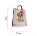 Bolsa De Regalo Navidad Perrito Cafe Mediana 32 Cm X 25 Cm