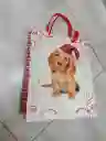 Bolsa De Regalo Navidad Perrito Cafe Mediana 32 Cm X 25 Cm