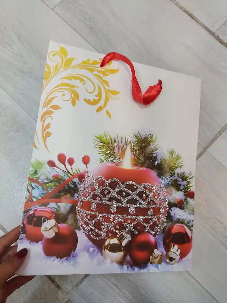 Bolsa De Regalo Navidad Vela Mediana 32 Cm X 25 Cm